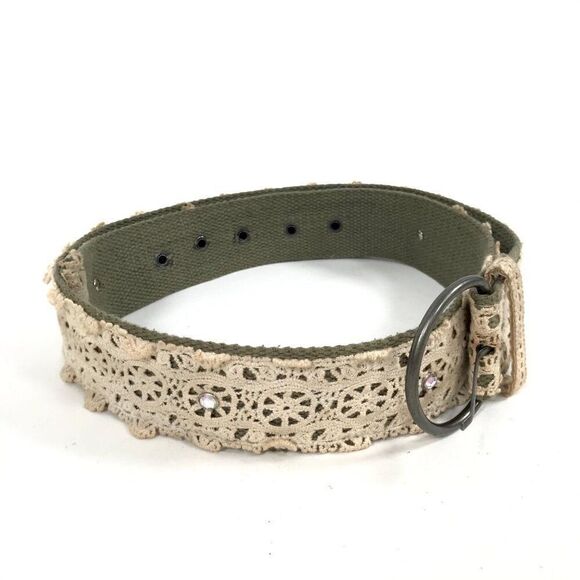 Vintage Y2K Green Crochet Lace Cottagecore Fairy Grunge Shabby Chic Belt / 13 - Picture 5 of 7